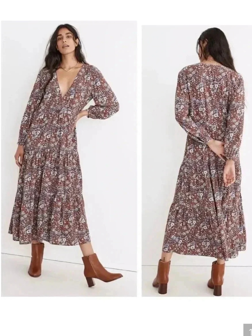 Madewell Challis Wrap Midi Dress In Woodland Floral size Small